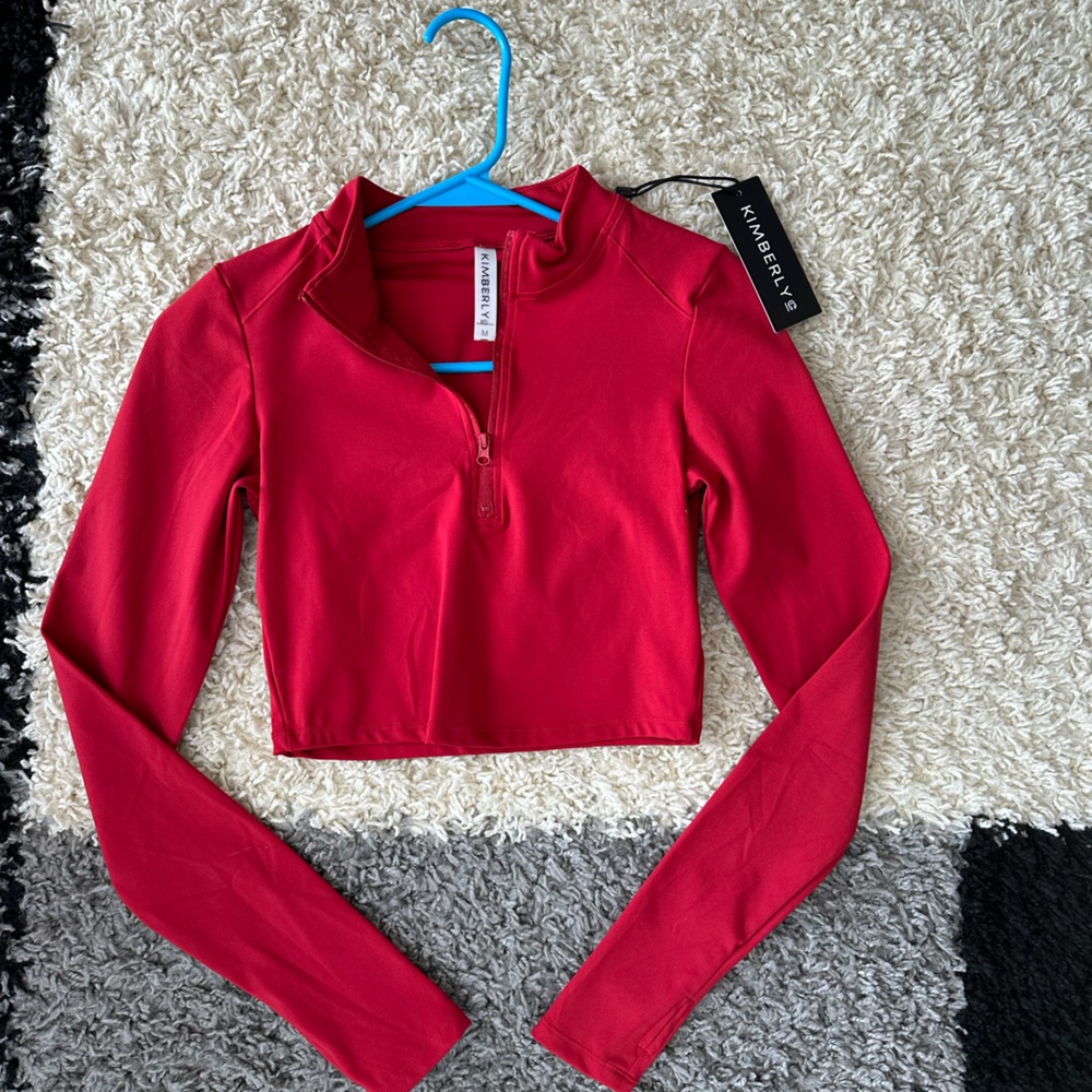 Kimberly C Red Zip-Up Crop Top
